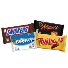 Mars, Snickers, Bounty of Twix